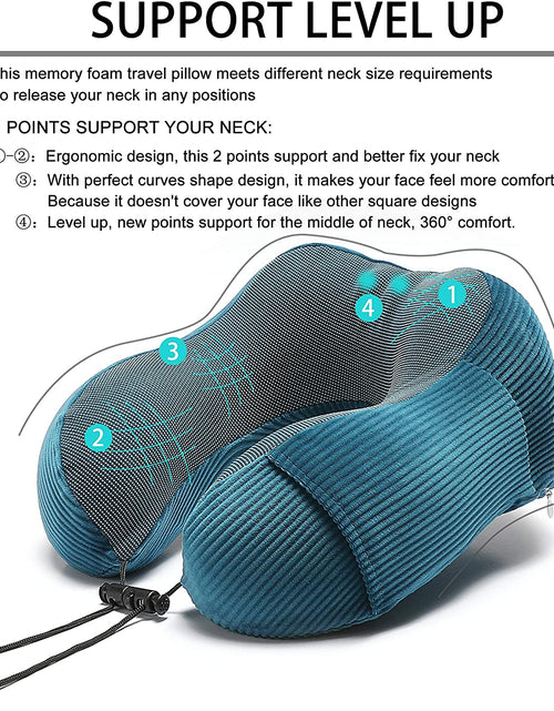 Load image into Gallery viewer, Travel Pillow, Memory Foam Neck Pillow with 360-Degree Head Support Comfortable Airplane Pillow with Storage Bag Lightweight Traveling Pillow for Sleeping, Car, Train, Bus and Home Use
