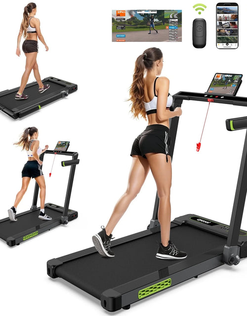 Load image into Gallery viewer, 2.5HP 2 In1 Foldable Treadmill with Display Screen Portable Walk Pad Electric Running Walking Pad for Home Fitness R46101
