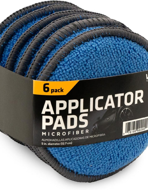 Load image into Gallery viewer, Microfiber Car Detailing Applicator Pads, Car Wax Applicator, 5 Inch Diameter, 6 Pack, Blue/Grey
