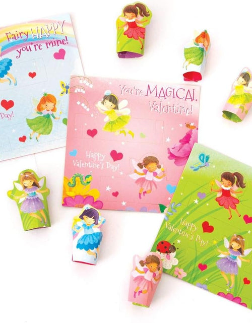 Load image into Gallery viewer, Fairy Princess Finger Puppets 28 Card Valentine Exchange Box for Kids
