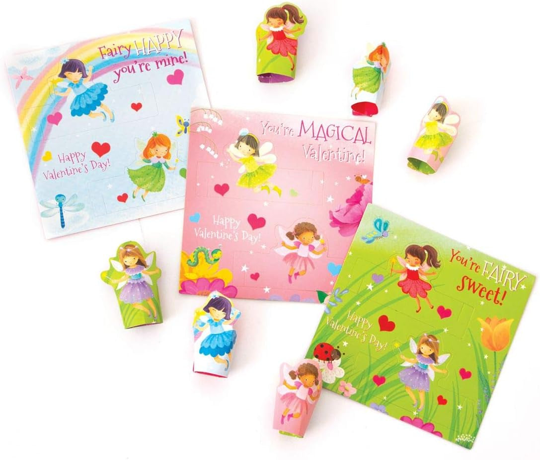 Fairy Princess Finger Puppets 28 Card Valentine Exchange Box for Kids