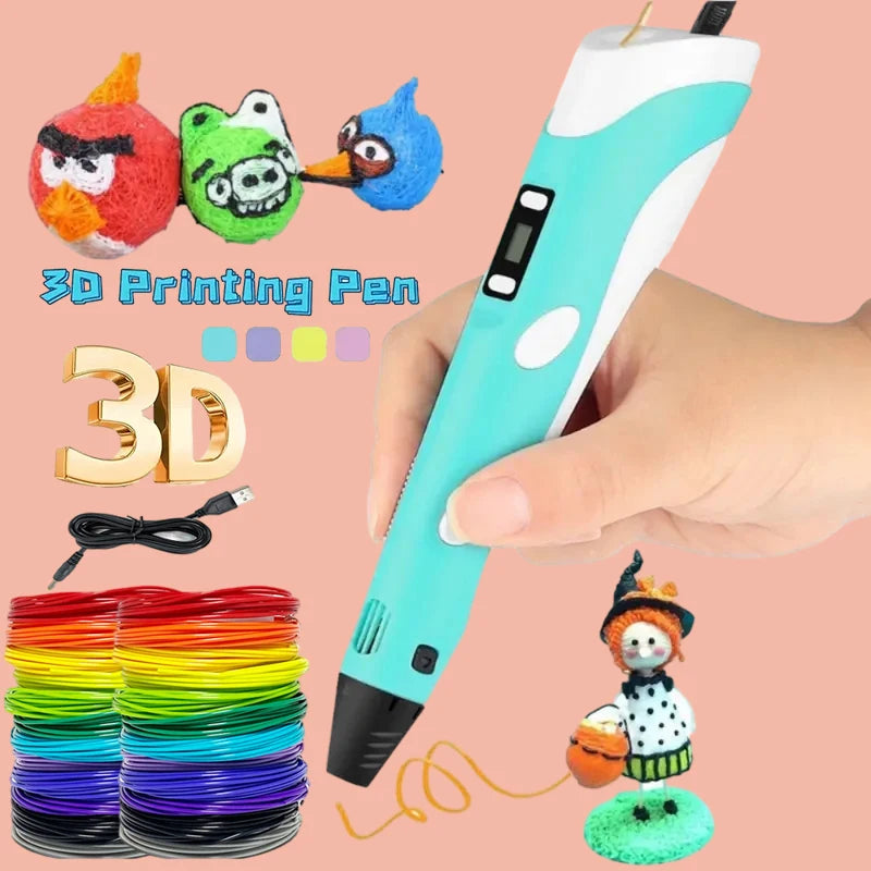 3D Printing Pen DIY Three-Dimensional Painting Children Toys Fun Camouflage with LCD Screen Compatible PLA Filament Toys Gift