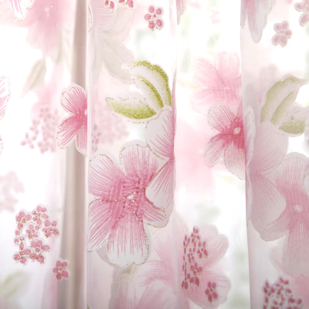 Shower Curtains for Girls Drape 1 Window Panel Fabric Tulle Flower Voile Curtain Sheer Home Decor Taupe Curtains 84 Inches Long