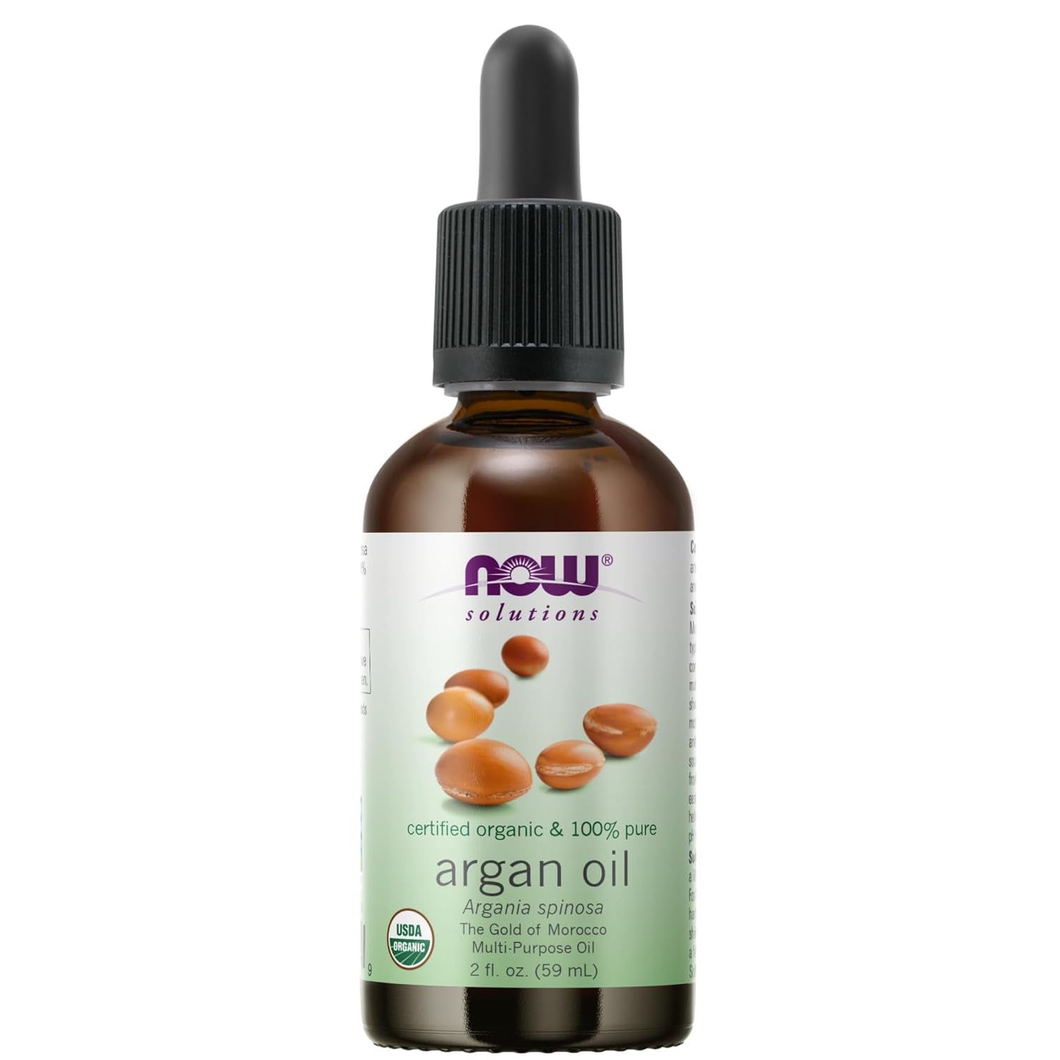 NOW Solutions, Organic Argan Oil, Certified Organic and 100% Pure, "Gold of Morocco" Multi-Purpose Oil, 2-Ounce