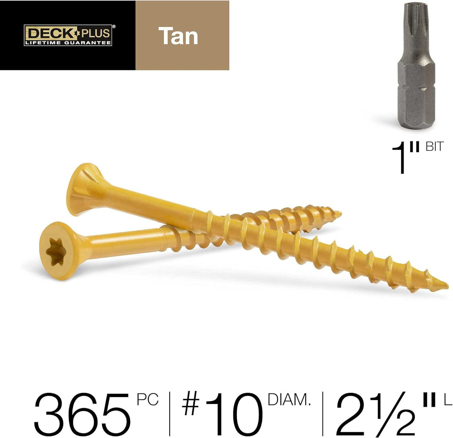 Wood Screws, Tan Exterior Screws, #10-2.5”, 5Lb Box, 48416