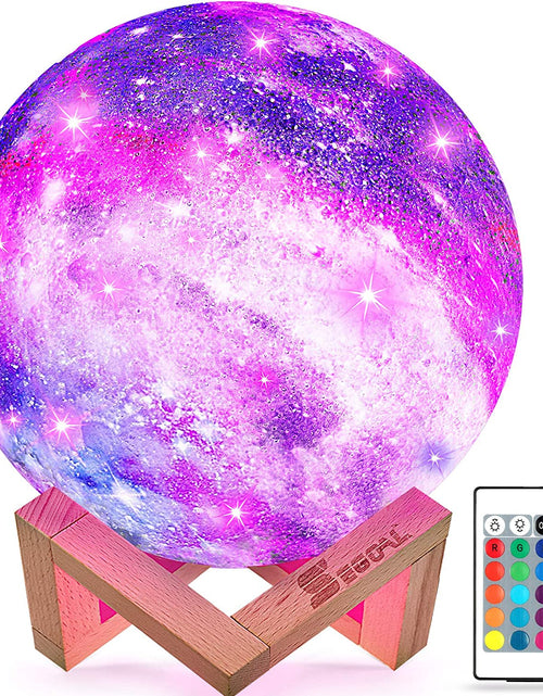 Load image into Gallery viewer, Moon Lamp Kids Night Light, 5.9 Inch Galaxy Lamp 16 Colors LED 3D Star Moon Light with Wood Stand, Touch &amp; Remote Control &amp; USB Rechargeable, Birthday Gift for Baby, Children, Girls, Boys
