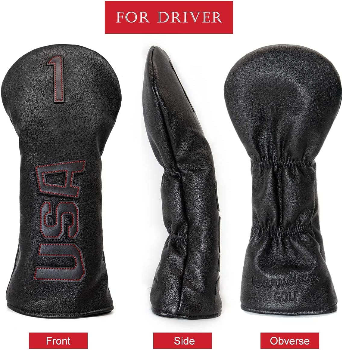 Golf Club Head Covers,Golf Headcovers Leather Golf Wood Covers for Divers Fairway Woods Hybrids(Ut) with Number Tag 3 5 7 X,Golf Iron Covers for Men Women