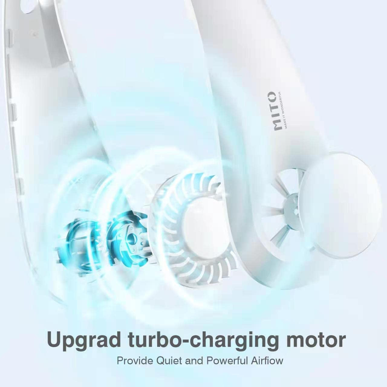 Portable Hanging Neck Fan,4000 Mah Battery Operated Bladeless Neck Fan,Headphone Design USB Rechargeable Personal Cooling Fan,Wearable Personal Neck Fan with 3 Wind Speeds for Office Sports Traveling