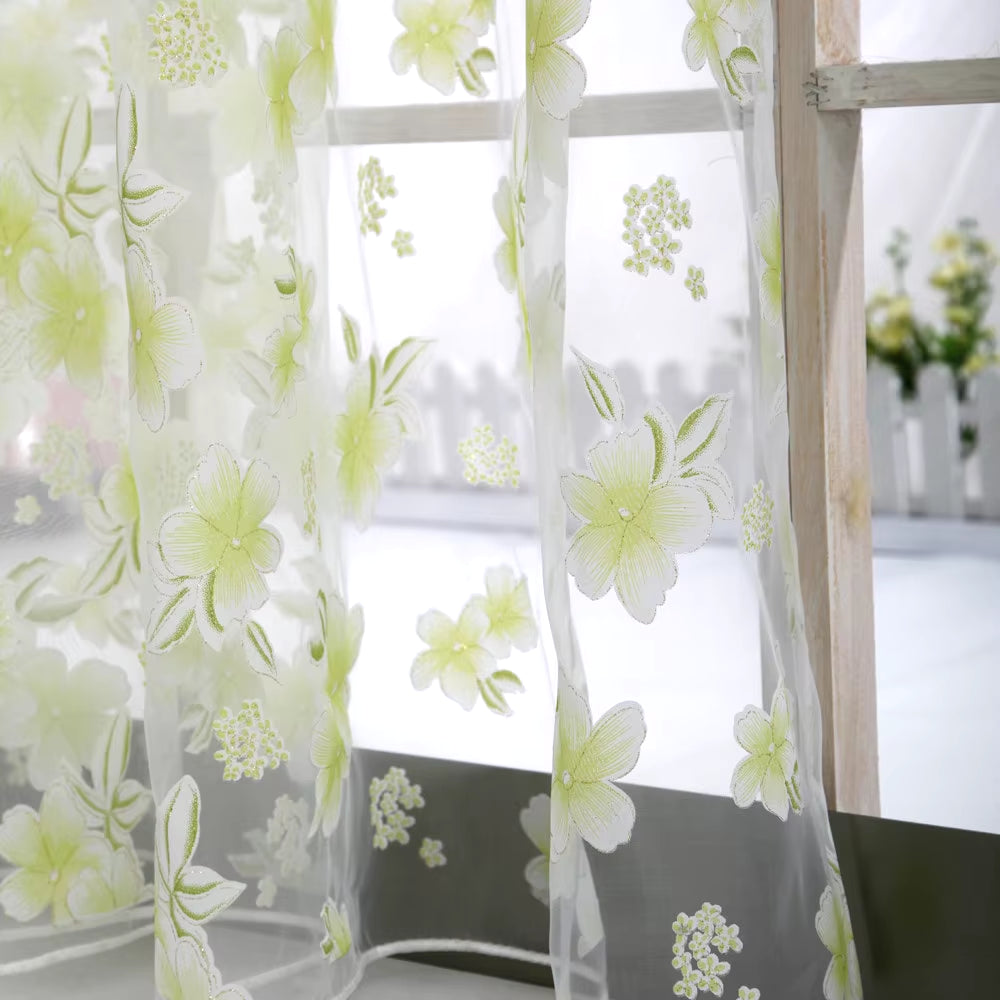 Shower Curtains for Girls Drape 1 Window Panel Fabric Tulle Flower Voile Curtain Sheer Home Decor Taupe Curtains 84 Inches Long