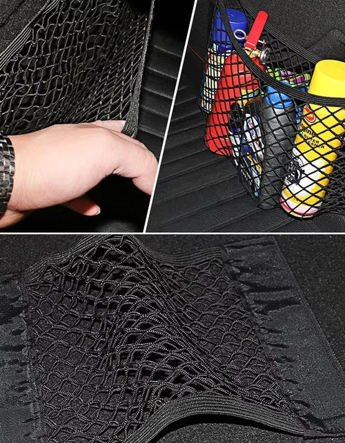 Load image into Gallery viewer, Car Back Rear Mesh Trunk Seat Elastic String Net Magic Sticker Universal Storage Bag Pocket Cage Auto Organizer Seat Back Bag
