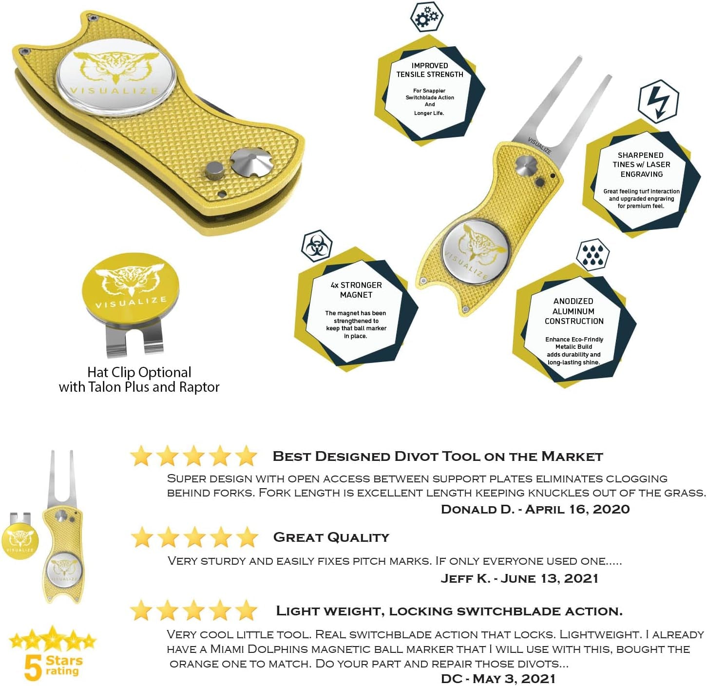 Premium Golf Divot Repair Tool Kits with Ball Marker- Favorite Golf Gift Sets - Anodized Aluminum Switchblade-Style - Premium Feel & Durability