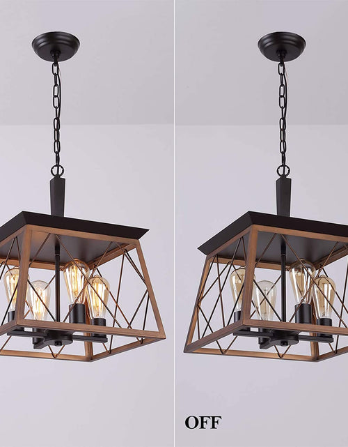 Load image into Gallery viewer, Farmhouse Rustic Chandeliers,Antique Geometric Industrial Hanging Light Bronze 4 Lights for Dining Room Kitchen Island Entryway Foyer Restaurant UL Listed
