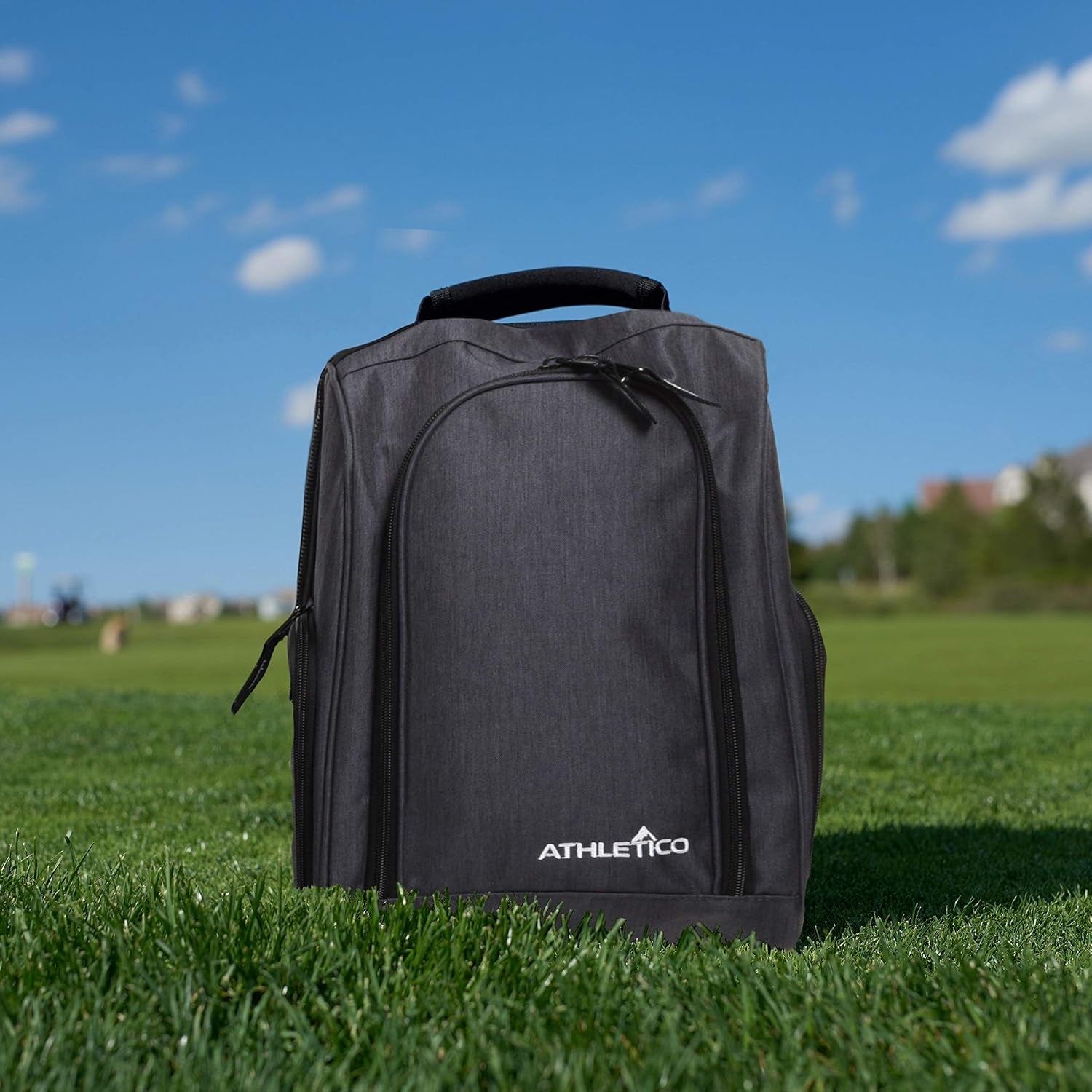 Golf Shoe Bag - Zippered Shoe Carrier Bags with Ventilation & outside Pocket for Socks, Tees, Etc.