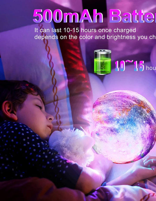 Load image into Gallery viewer, Moon Lamp Kids Night Light, 5.9 Inch Galaxy Lamp 16 Colors LED 3D Star Moon Light with Wood Stand, Touch &amp; Remote Control &amp; USB Rechargeable, Birthday Gift for Baby, Children, Girls, Boys
