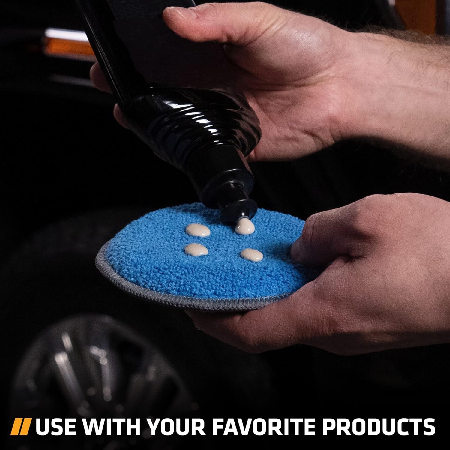 Microfiber Car Detailing Applicator Pads, Car Wax Applicator, 5 Inch Diameter, 6 Pack, Blue/Grey