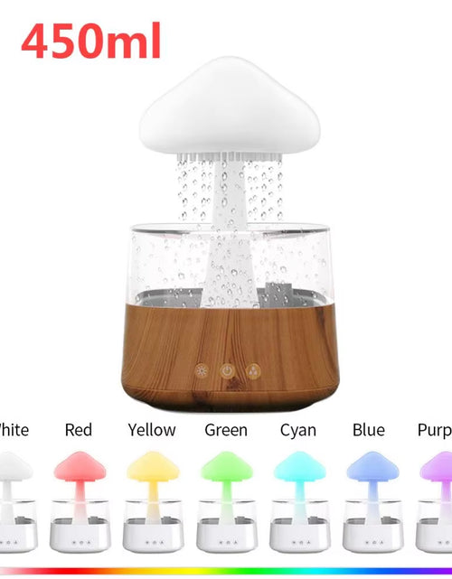 Load image into Gallery viewer, Mushroom Rain Air Humidifier Electric Aroma Diffuser Rain Cloud Smell Distributor Relax Water Drops Sounds Colorful Night Lights
