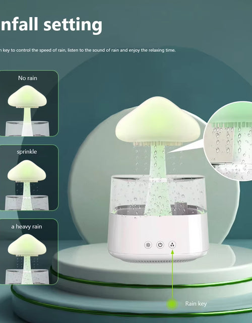 Load image into Gallery viewer, Mushroom Rain Air Humidifier Electric Aroma Diffuser Rain Cloud Smell Distributor Relax Water Drops Sounds Colorful Night Lights
