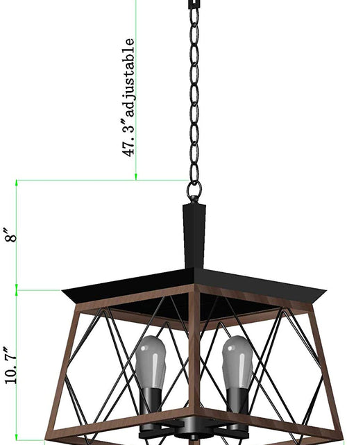 Load image into Gallery viewer, Farmhouse Rustic Chandeliers,Antique Geometric Industrial Hanging Light Bronze 4 Lights for Dining Room Kitchen Island Entryway Foyer Restaurant UL Listed
