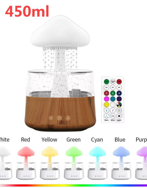 Load image into Gallery viewer, Mushroom Rain Air Humidifier Electric Aroma Diffuser Rain Cloud Smell Distributor Relax Water Drops Sounds Colorful Night Lights
