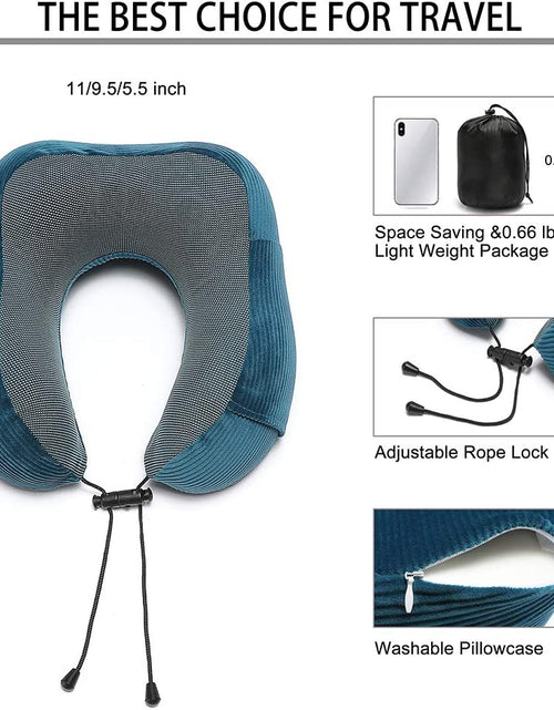 Load image into Gallery viewer, Travel Pillow, Memory Foam Neck Pillow with 360-Degree Head Support Comfortable Airplane Pillow with Storage Bag Lightweight Traveling Pillow for Sleeping, Car, Train, Bus and Home Use
