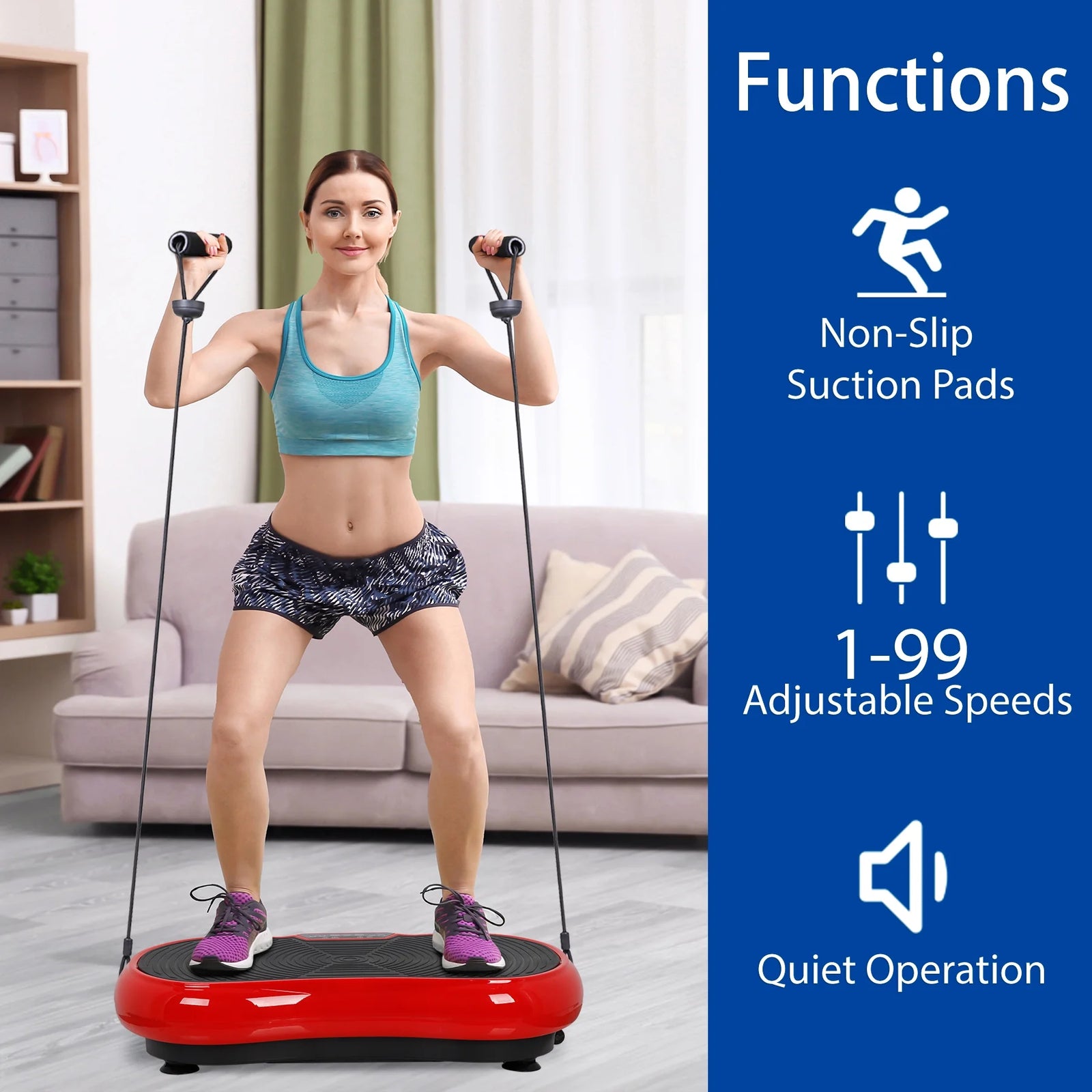 Vibration Plate Exercise Machine, Full Body Workout Home Platform W/Bluetooth White