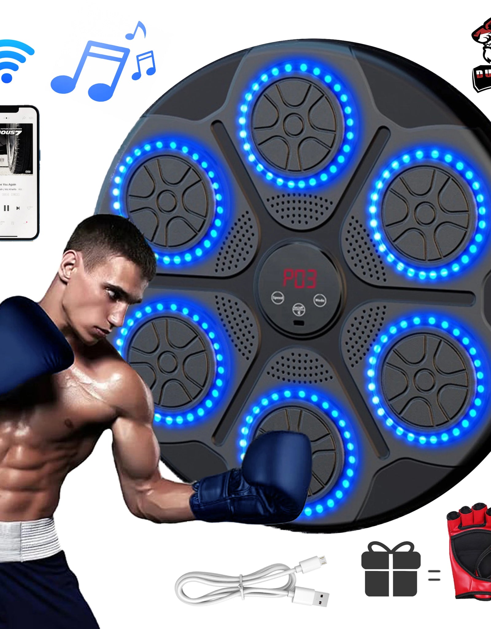 New Music Boxing Machine Smart Bluetooth Wall Mounted Music Boxing Trainer Gym Home Electronic Boxing Target Punching Equipment