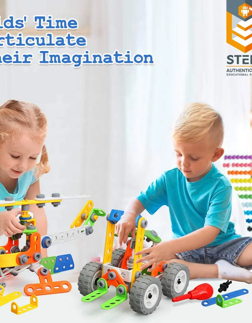 Load image into Gallery viewer, Building Blocks STEM Toys for 4 5 6 7 8+ Year Old Boys Erector Sets Kits Building Toys for Kids Age 4-8 6-8 5-7 8-10 Creative Learning Game Engineering Stem Projects Activities Gift
