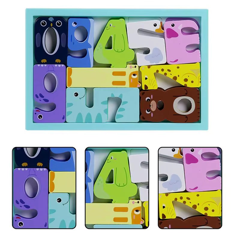 Baby Puzzles Animal Colorful 3D Wooden Animal Puzzles for Toddlers Baby Early Development and Activity Puzzles Toys Gifts For