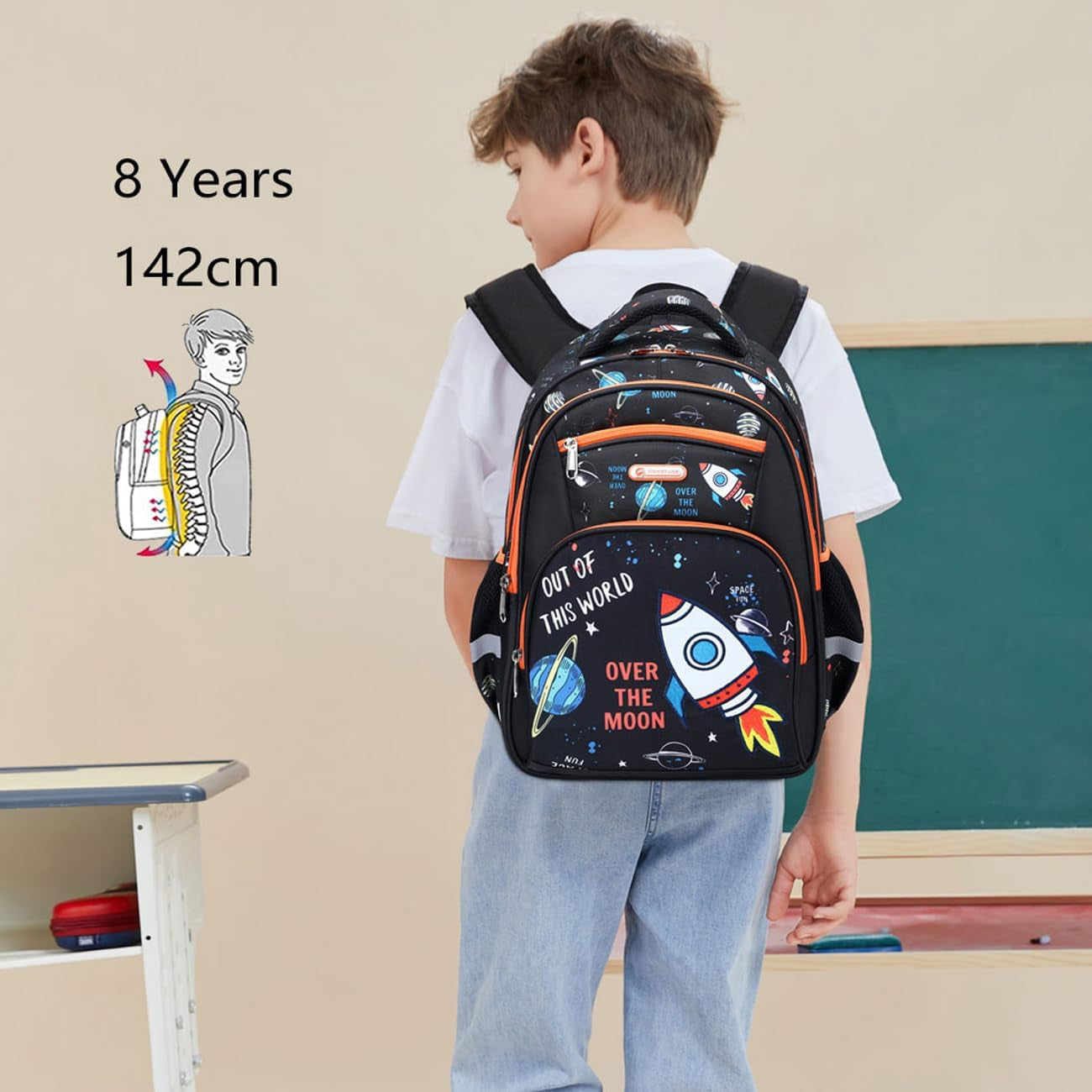 Kids Backpack, Boy16 Inch Kindergarten Elementary Preschool Multi Compartment Backpack, Chest Strap Side Pockets