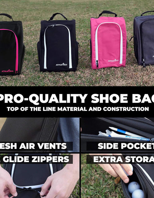 Load image into Gallery viewer, Golf Shoe Bag - Zippered Shoe Carrier Bags with Ventilation &amp; outside Pocket for Socks, Tees, Etc.
