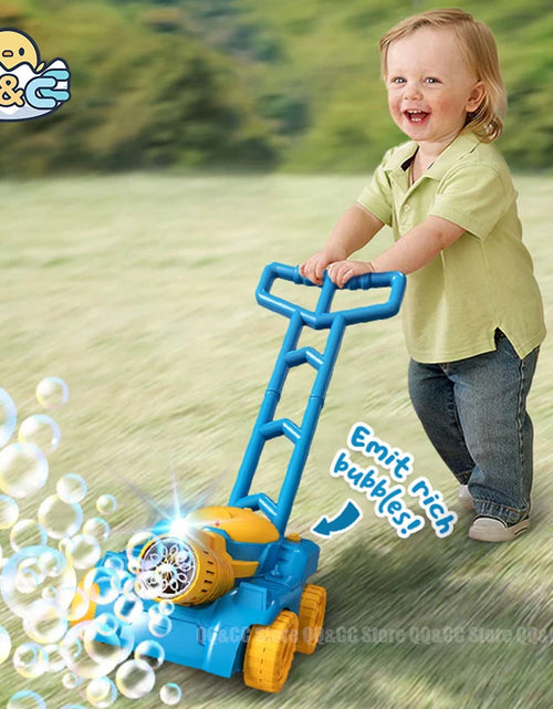 Load image into Gallery viewer, Automatic Lawn Mower Bubble Machine Weeder Soap Maker Blower Baby Activity Walker for Outdoor Kids Toys for Children Gift Boys
