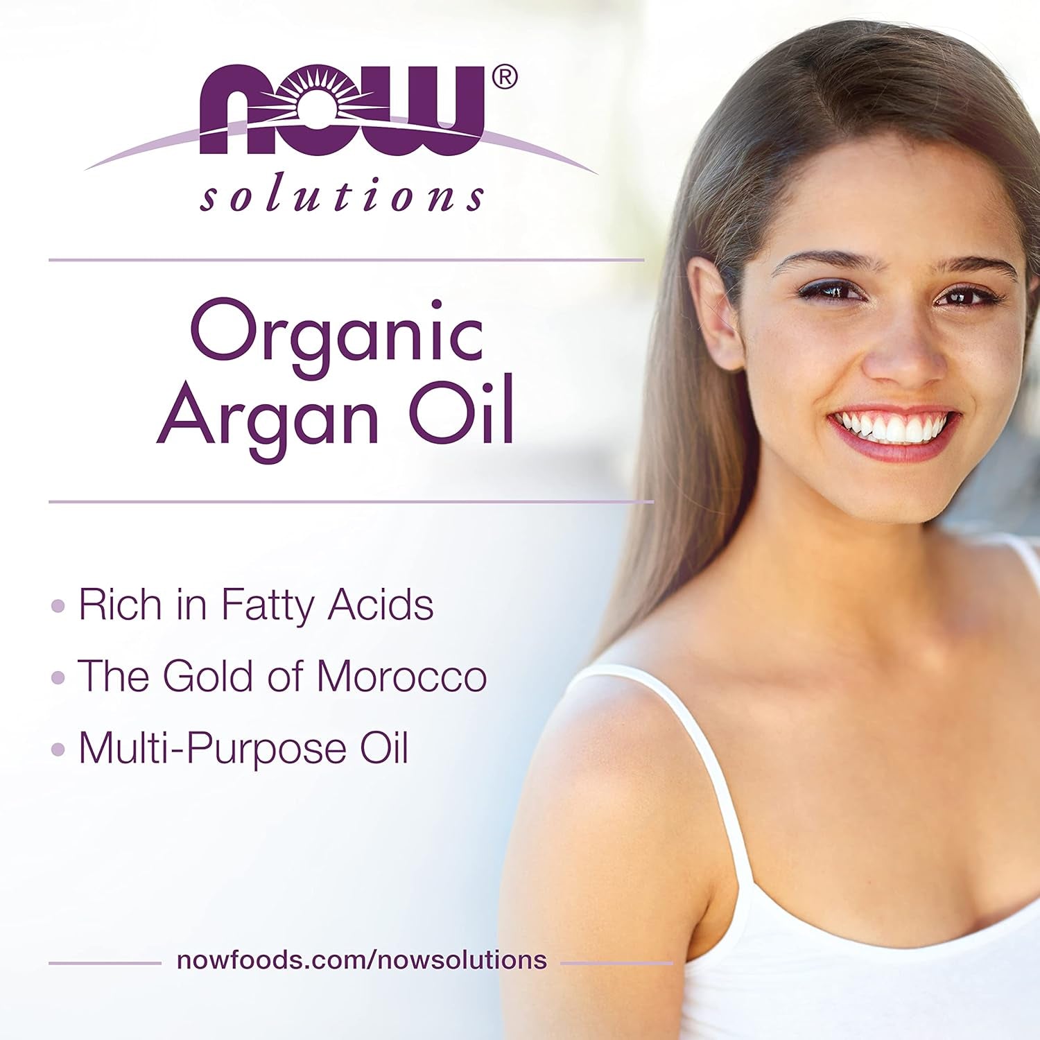 NOW Solutions, Organic Argan Oil, Certified Organic and 100% Pure, "Gold of Morocco" Multi-Purpose Oil, 2-Ounce