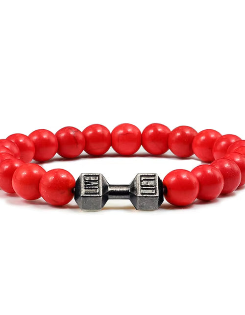 Load image into Gallery viewer, Gym Dumbbells Beads Bracelet Natural Stone Barbell Energy Weights Bracelets for Women Men Couple Pulsera Wristband Jewelry Gift
