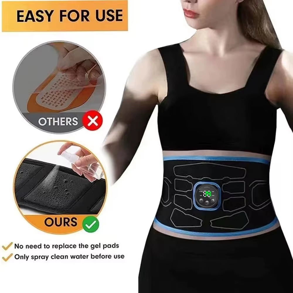 EMS Abdominal Toning Belt Electric Muscle Stimulation Muscle Toner Portable Fitness Massager Waist Trainer Body Slimming Shaping