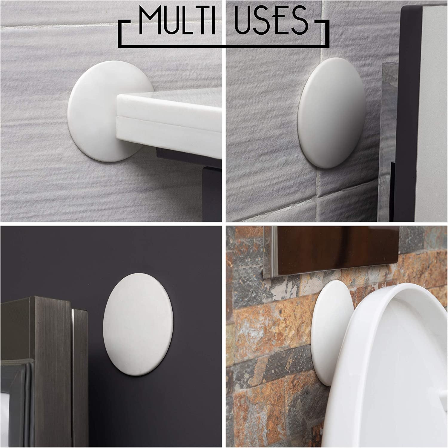 Door Stoppers - Large 3.15" (4 PCS) - Door Stoppers for Wall with Strong Back Adhesive - Quiet and Shock Absorbent Silicone Wall Protectors from Door Knobs - Protects Every Wall Surface