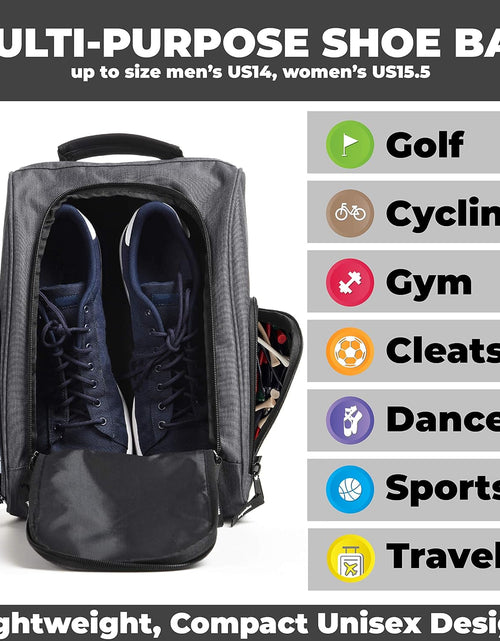 Load image into Gallery viewer, Golf Shoe Bag - Zippered Shoe Carrier Bags with Ventilation &amp; outside Pocket for Socks, Tees, Etc.
