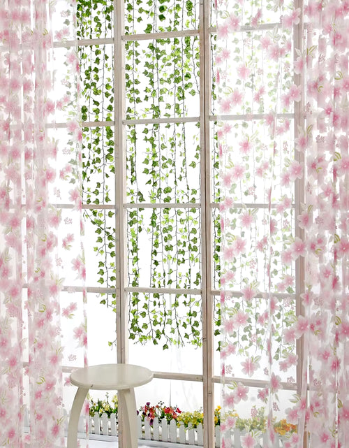 Load image into Gallery viewer, Shower Curtains for Girls Drape 1 Window Panel Fabric Tulle Flower Voile Curtain Sheer Home Decor Taupe Curtains 84 Inches Long
