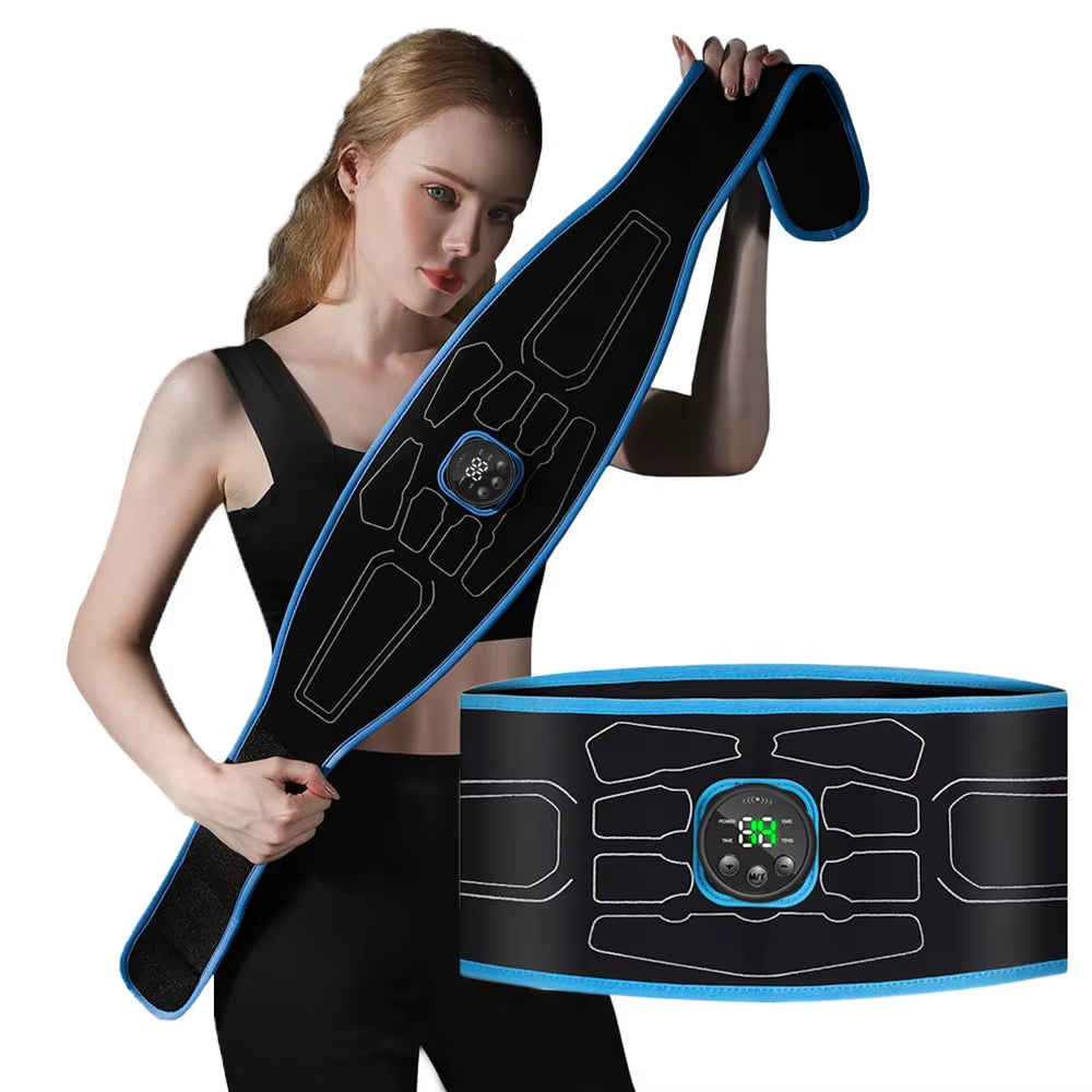 EMS Abdominal Toning Belt Electric Muscle Stimulation Muscle Toner Portable Fitness Massager Waist Trainer Body Slimming Shaping